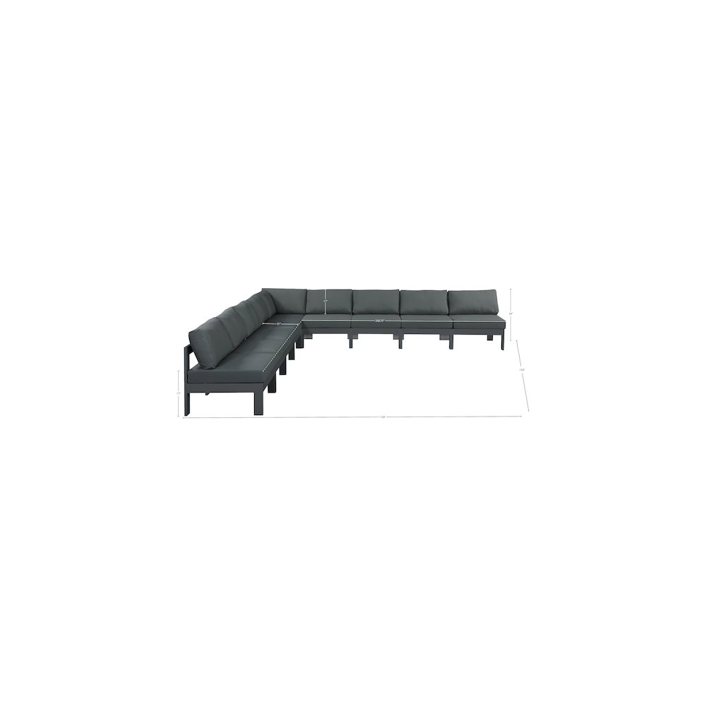 Nizuc Grey Water Resistant Fabric Outdoor Patio Modular Sectional. Picture 6