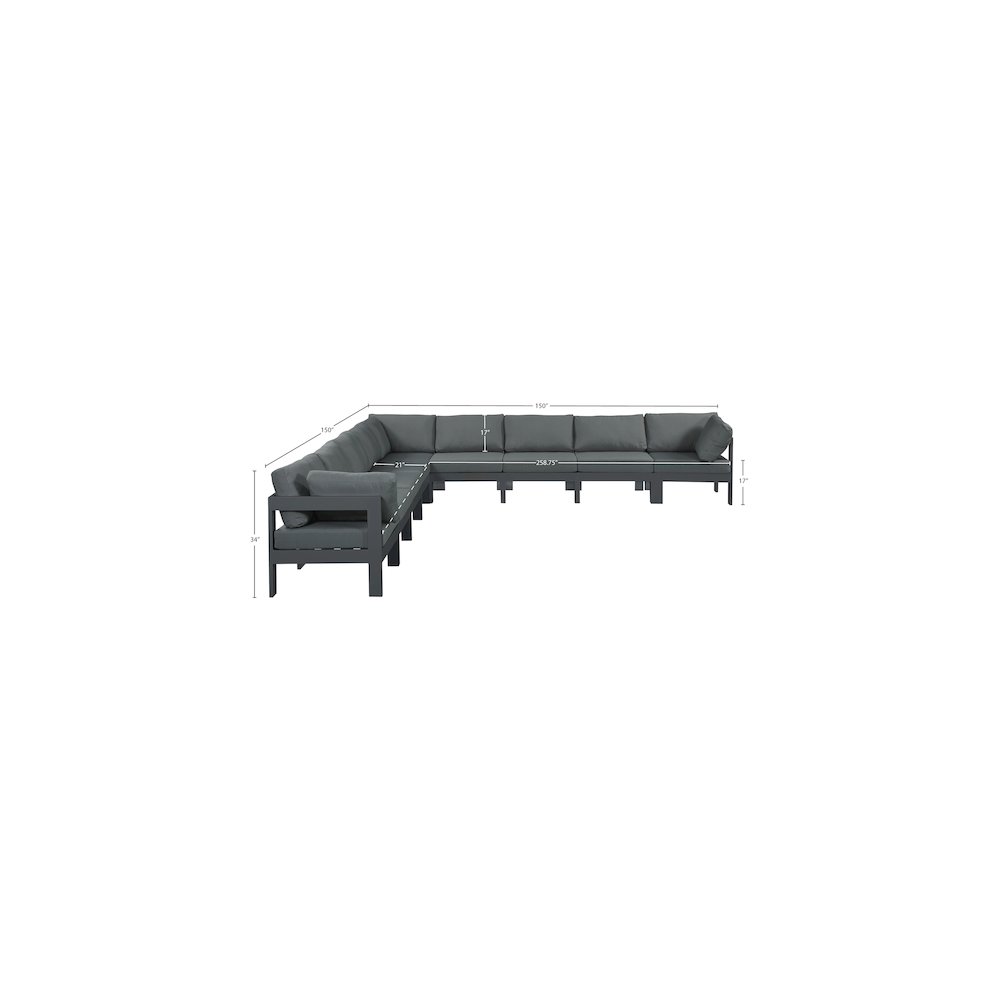 Nizuc Grey Water Resistant Fabric Outdoor Patio Modular Sectional. Picture 6