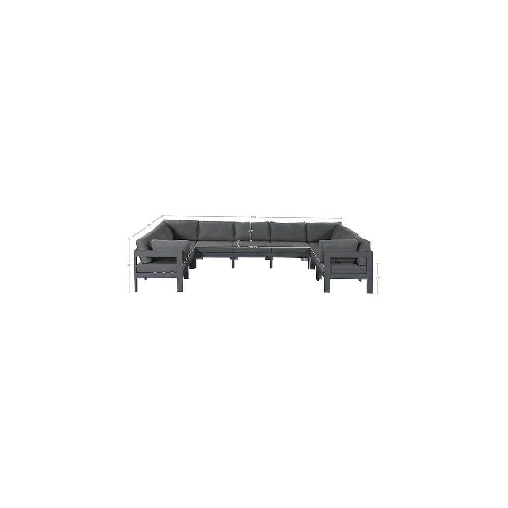 Nizuc Grey Water Resistant Fabric Outdoor Patio Modular Sectional. Picture 6