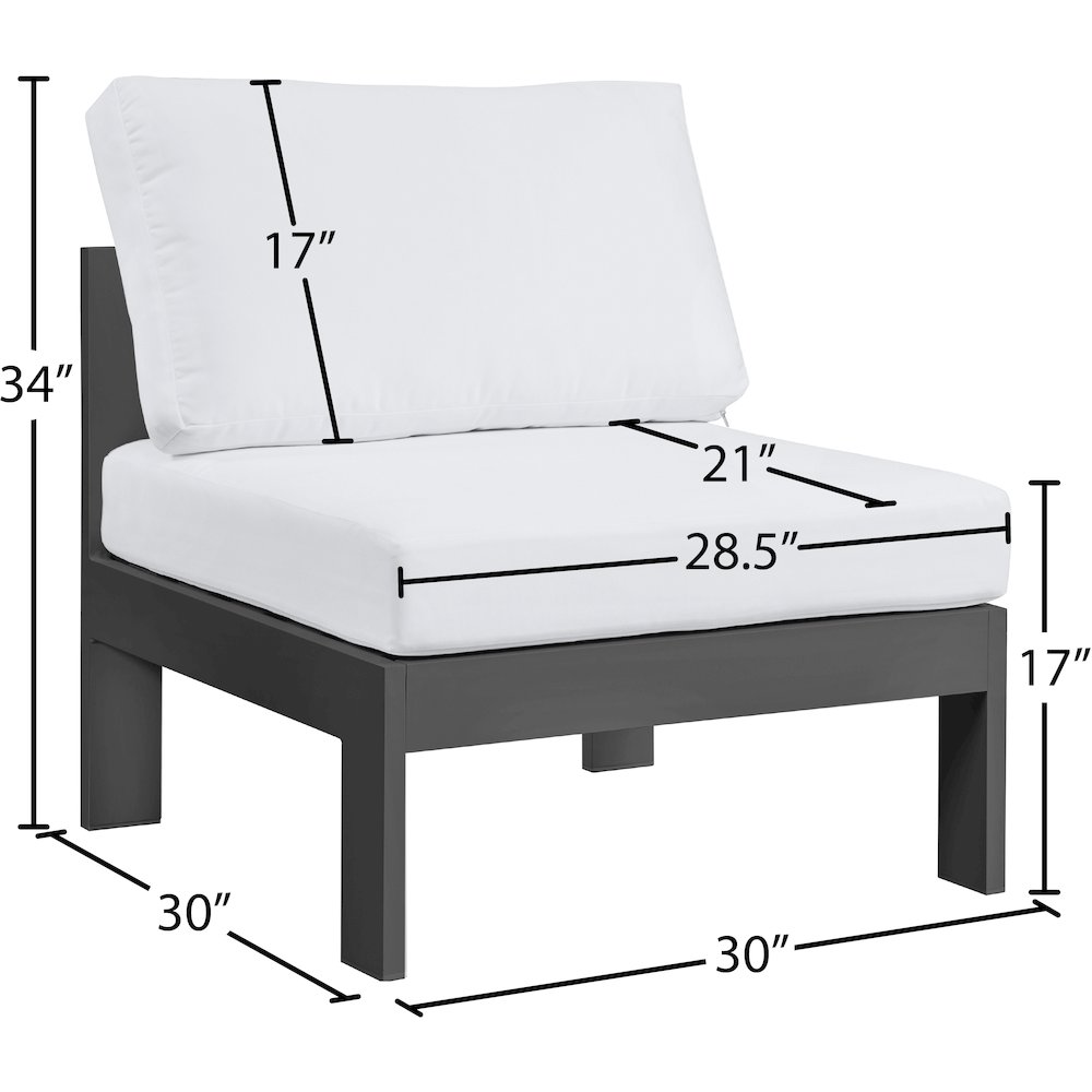 Nizuc White Water Resistant Fabric Outdoor Patio Aluminum Armless Chair. Picture 7