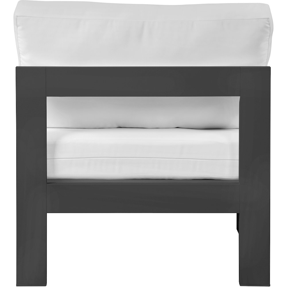 Nizuc White Water Resistant Fabric Outdoor Patio Aluminum Armless Chair. Picture 2