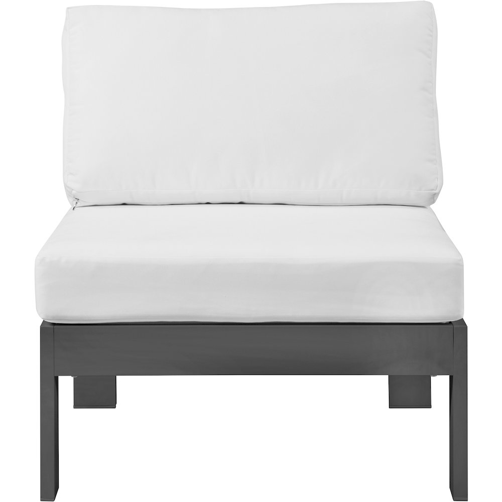 Nizuc White Water Resistant Fabric Outdoor Patio Aluminum Armless Chair. Picture 4
