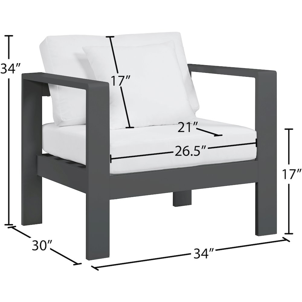 Nizuc White Water Resistant Fabric Outdoor Patio Aluminum Arm Chair. Picture 7