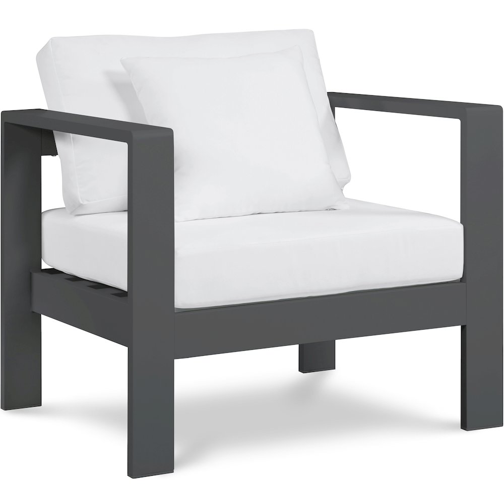Nizuc White Water Resistant Fabric Outdoor Patio Aluminum Arm Chair. Picture 1