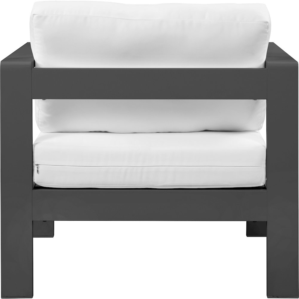 Nizuc White Water Resistant Fabric Outdoor Patio Aluminum Arm Chair. Picture 2