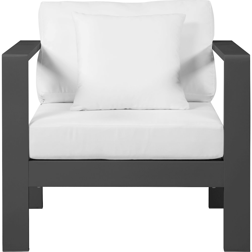 Nizuc White Water Resistant Fabric Outdoor Patio Aluminum Arm Chair. Picture 4