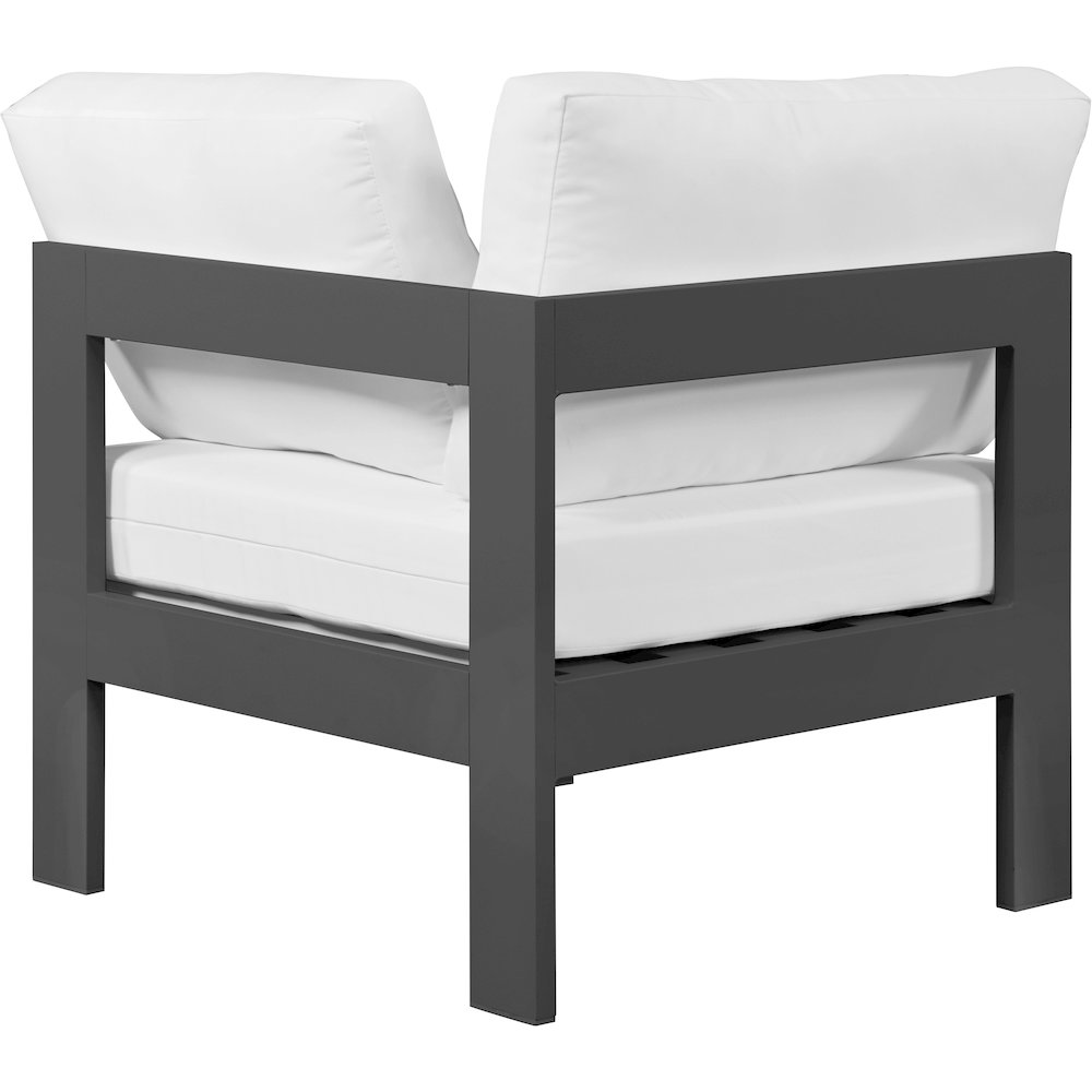 Nizuc White Water Resistant Fabric Outdoor Patio Aluminum Corner Chair. Picture 2