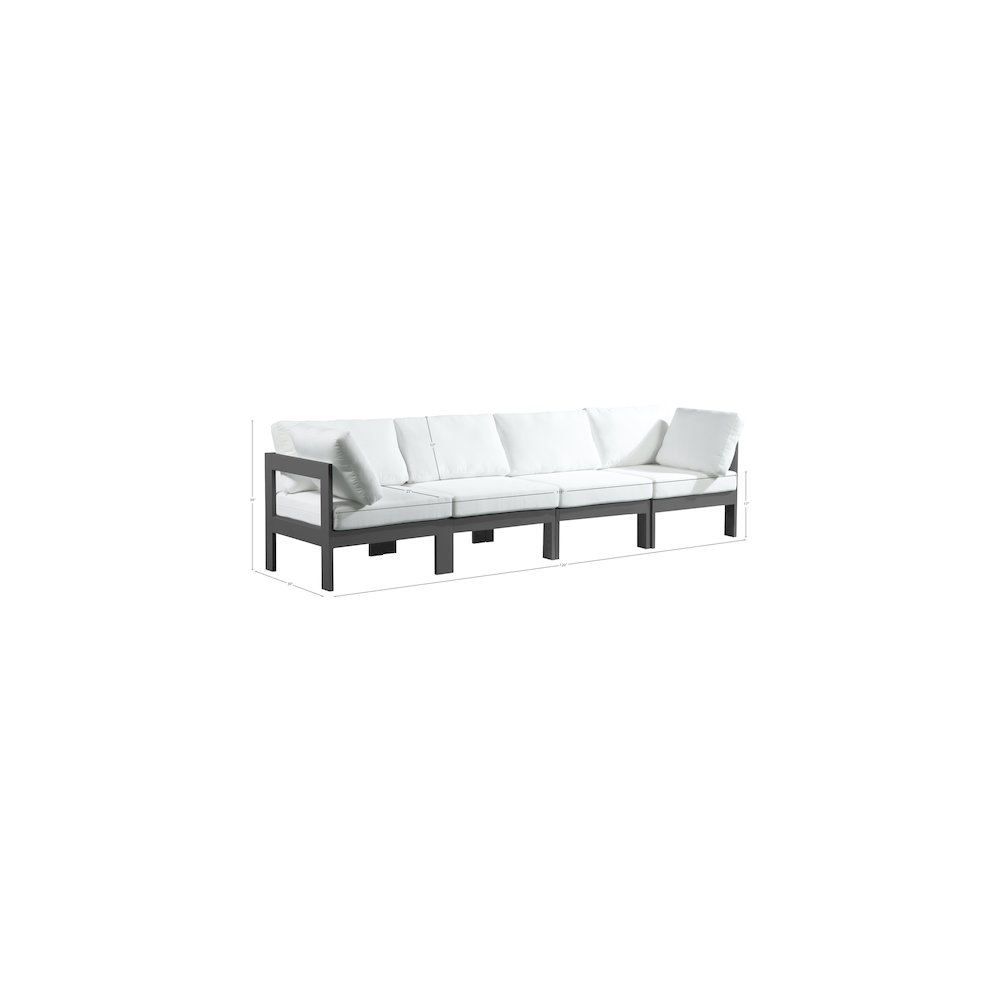 Nizuc White Water Resistant Fabric Outdoor Patio Modular Sofa. Picture 7