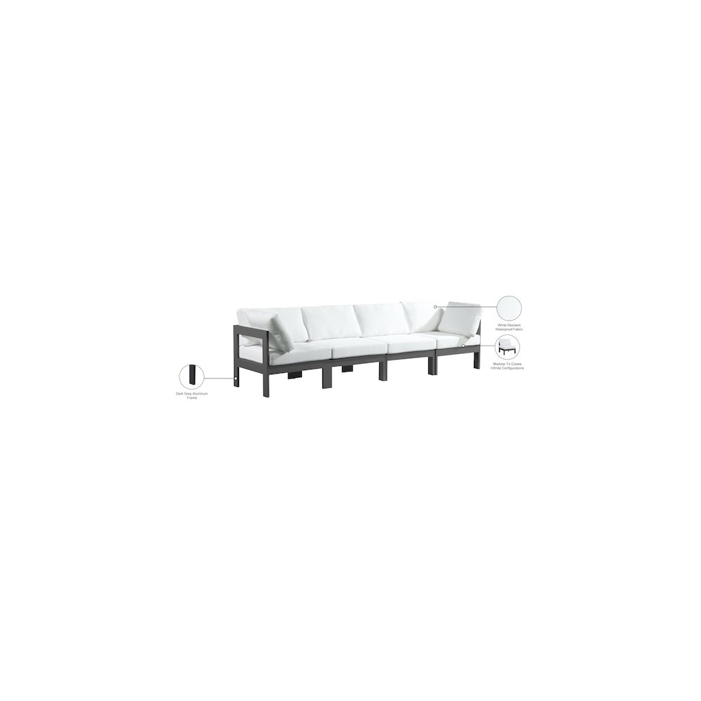 Nizuc White Water Resistant Fabric Outdoor Patio Modular Sofa. Picture 8