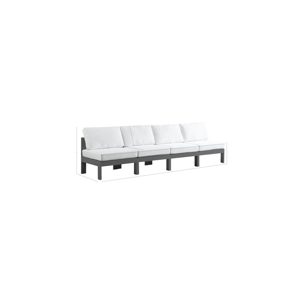Nizuc White Water Resistant Fabric Outdoor Patio Modular Sofa. Picture 7