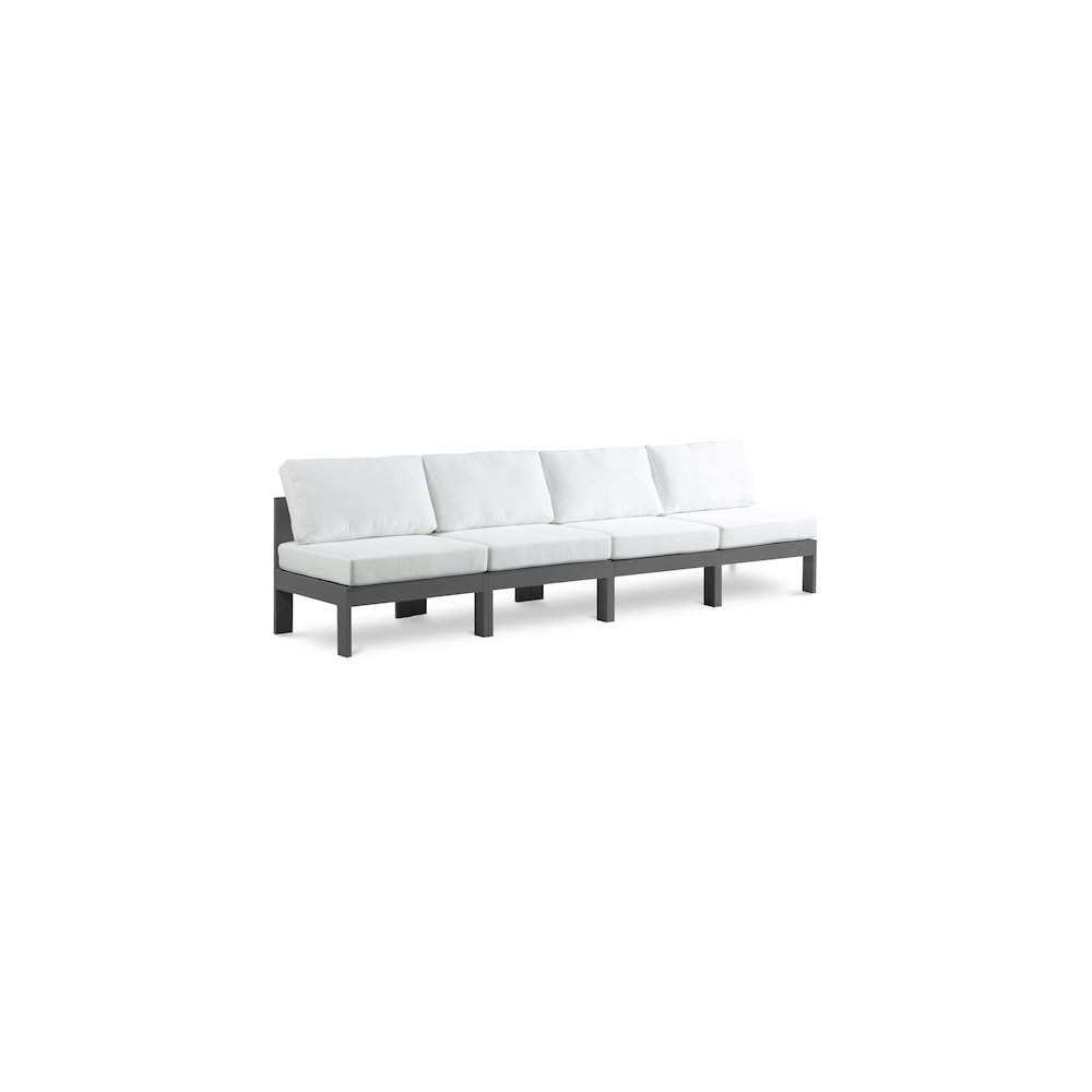 Nizuc White Water Resistant Fabric Outdoor Patio Modular Sofa. Picture 1