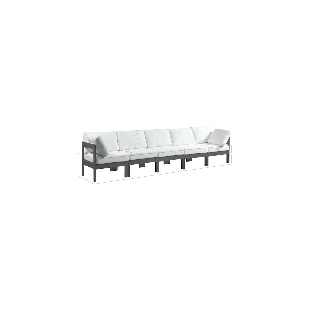 Nizuc White Water Resistant Fabric Outdoor Patio Modular Sofa. Picture 7
