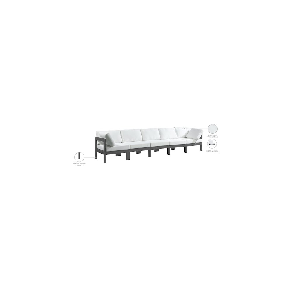 Nizuc White Water Resistant Fabric Outdoor Patio Modular Sofa. Picture 8