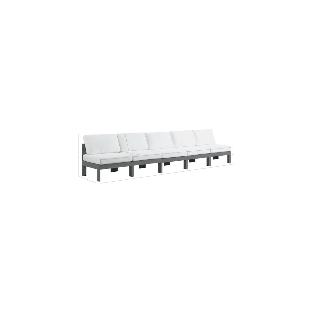 Nizuc White Water Resistant Fabric Outdoor Patio Modular Sofa. Picture 7