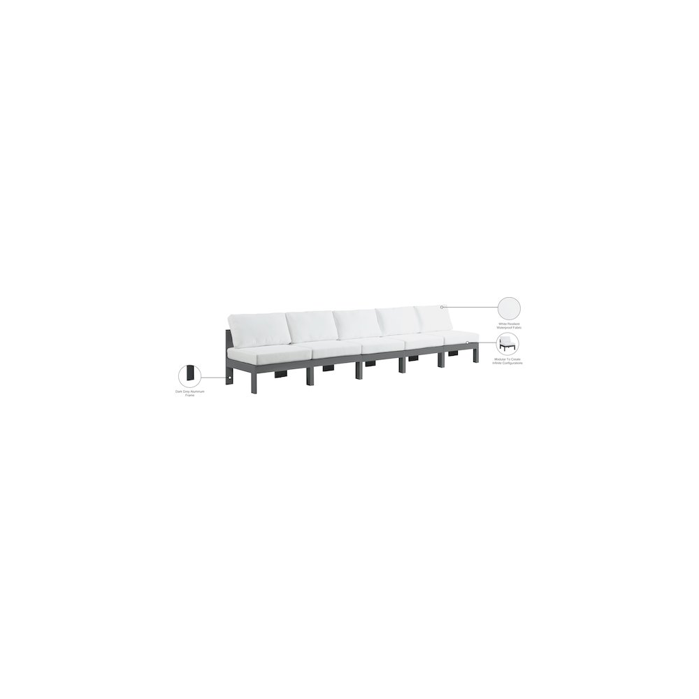 Nizuc White Water Resistant Fabric Outdoor Patio Modular Sofa. Picture 8