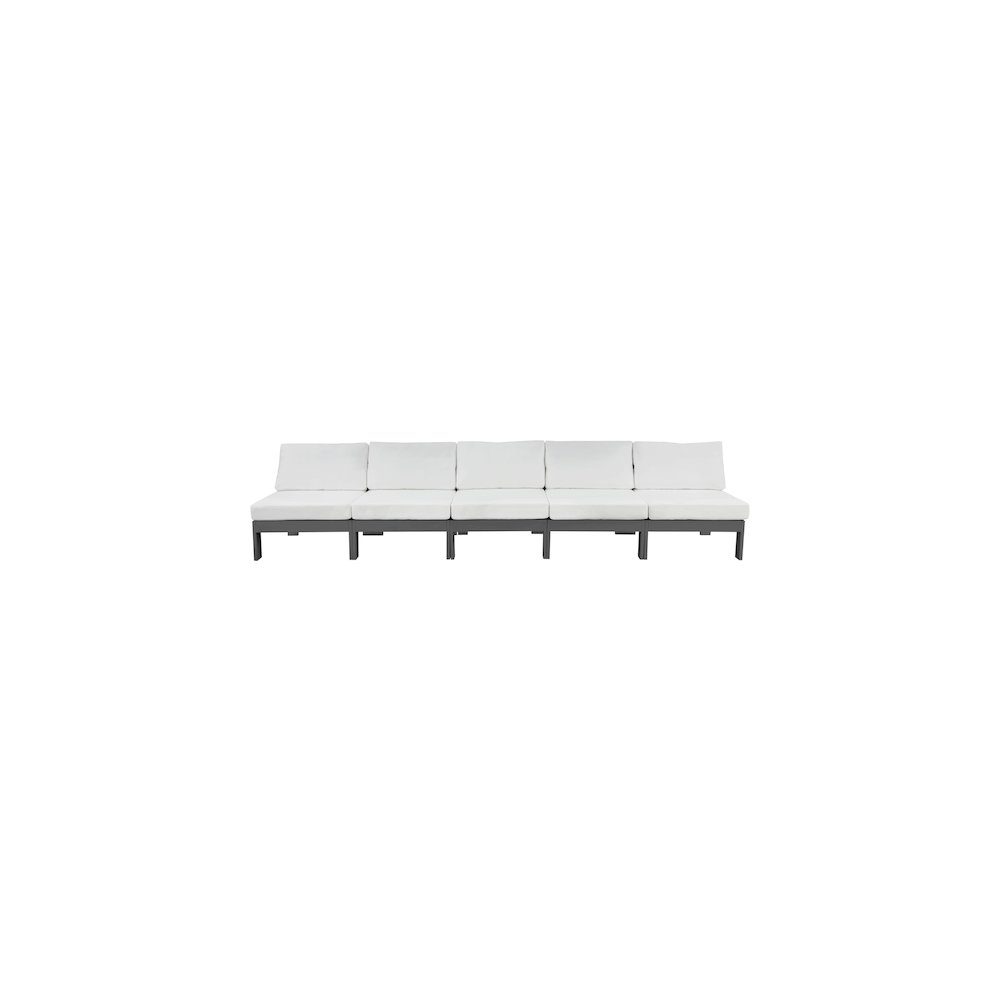 Nizuc White Water Resistant Fabric Outdoor Patio Modular Sofa. Picture 4