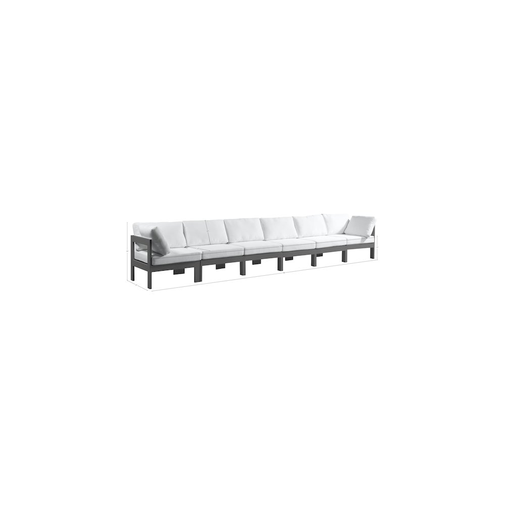 Nizuc White Water Resistant Fabric Outdoor Patio Modular Sofa. Picture 7