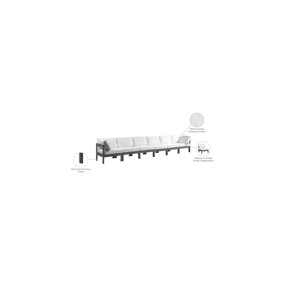 Nizuc White Water Resistant Fabric Outdoor Patio Modular Sofa. Picture 8