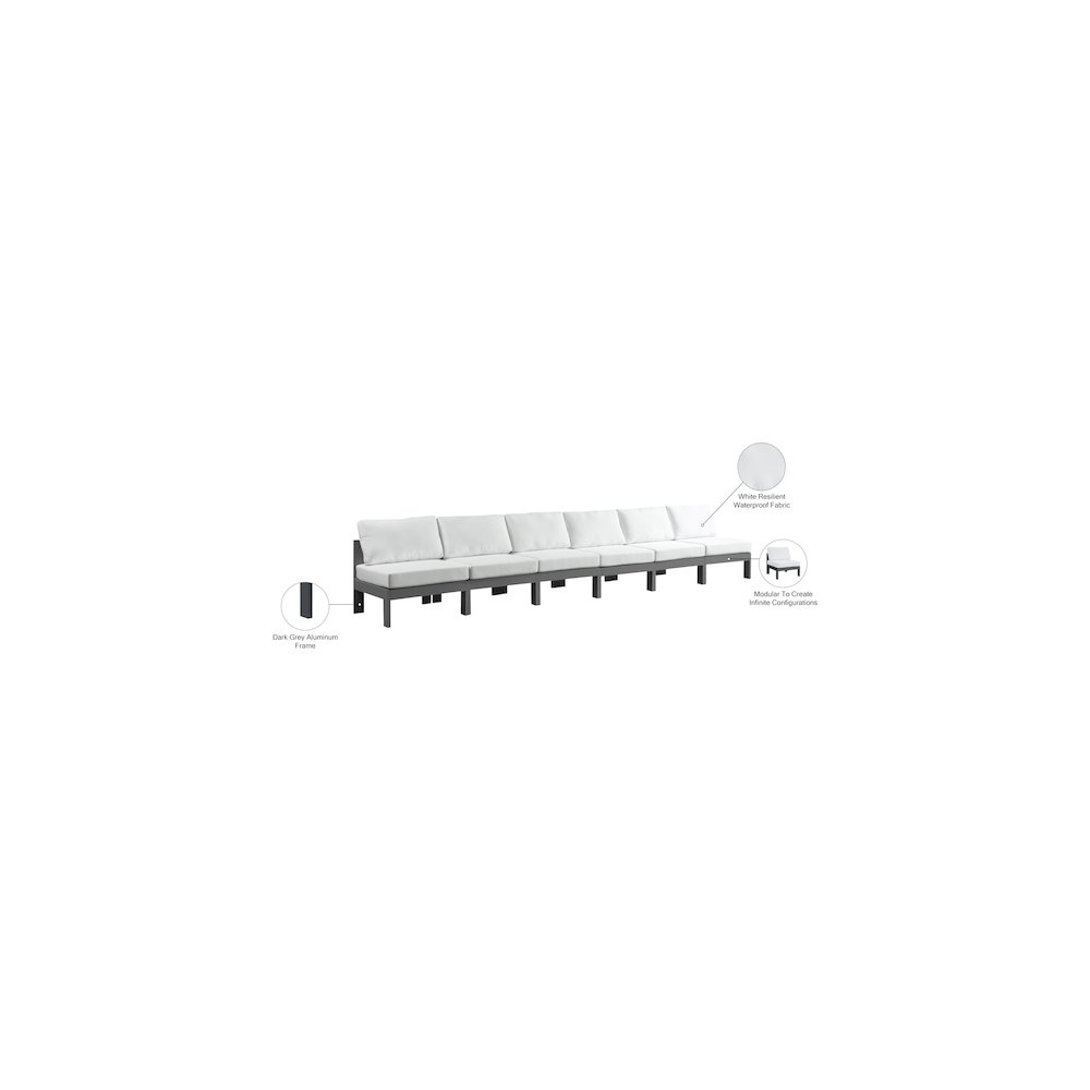 Nizuc White Water Resistant Fabric Outdoor Patio Modular Sofa. Picture 8