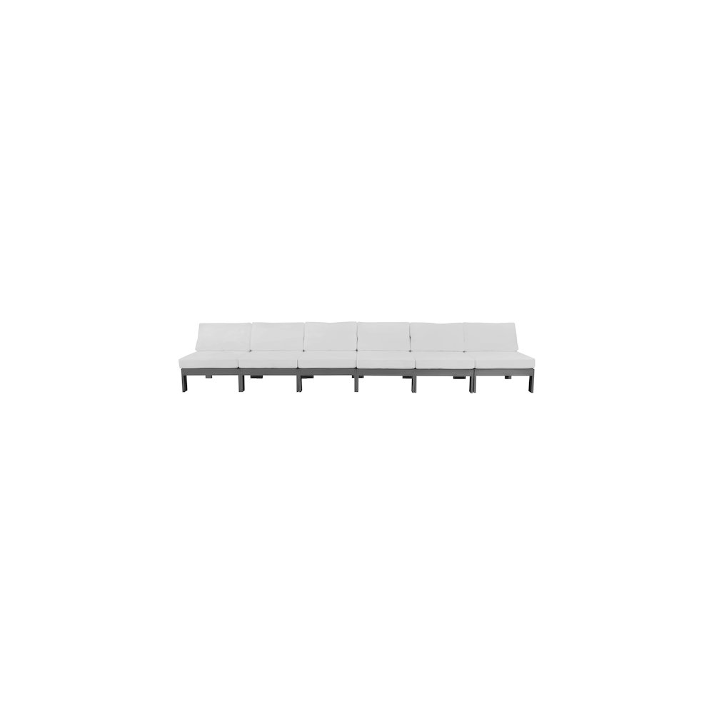 Nizuc White Water Resistant Fabric Outdoor Patio Modular Sofa. Picture 4