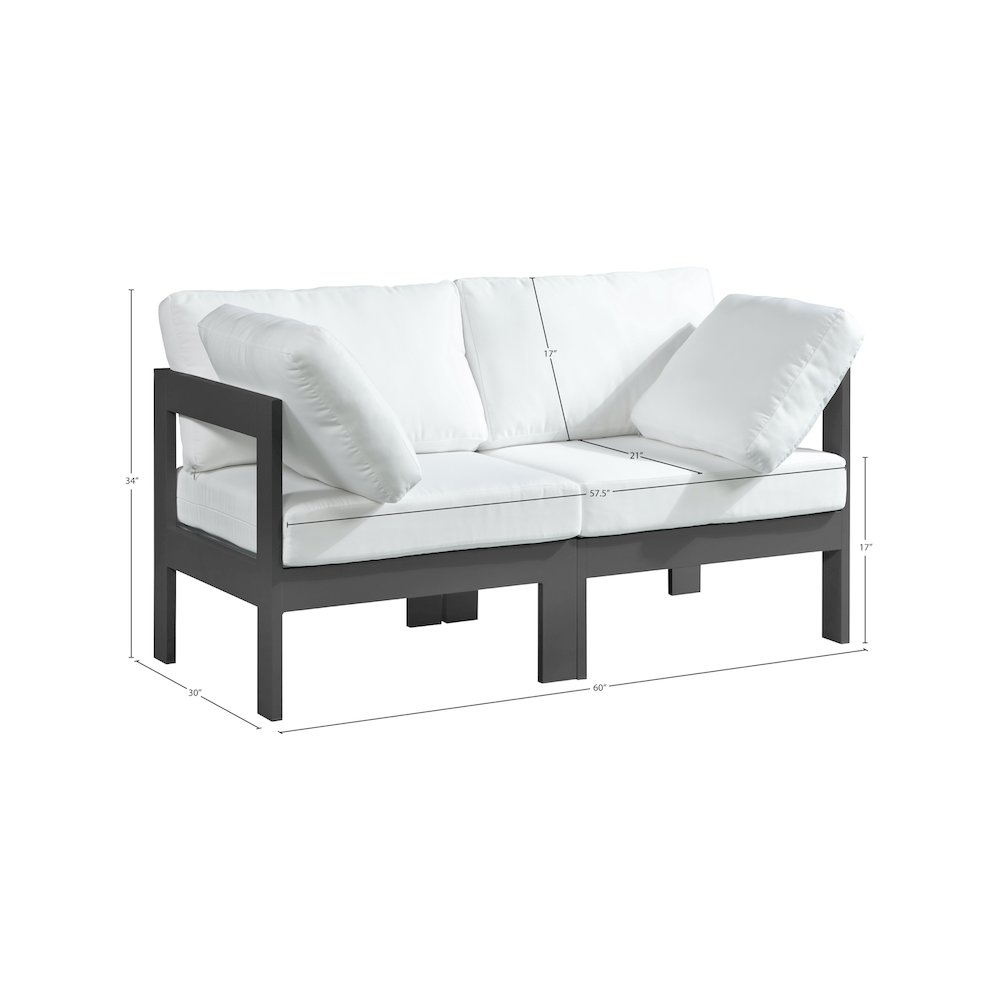 Nizuc White Water Resistant Fabric Outdoor Patio Modular Sofa. Picture 7