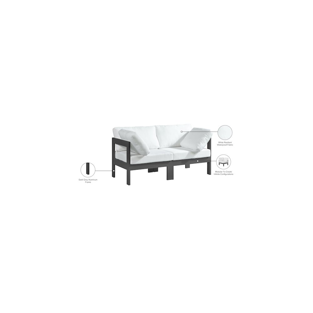 Nizuc White Water Resistant Fabric Outdoor Patio Modular Sofa. Picture 8