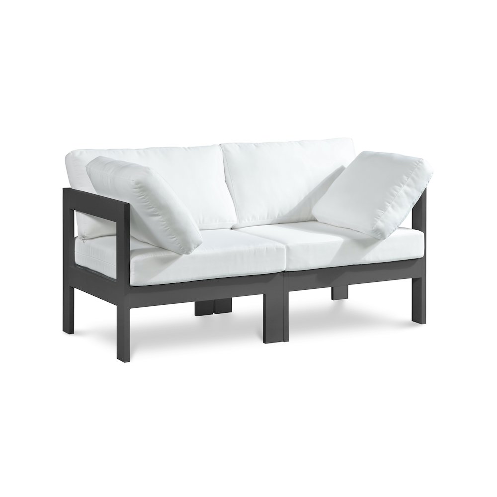 Nizuc White Water Resistant Fabric Outdoor Patio Modular Sofa. Picture 1