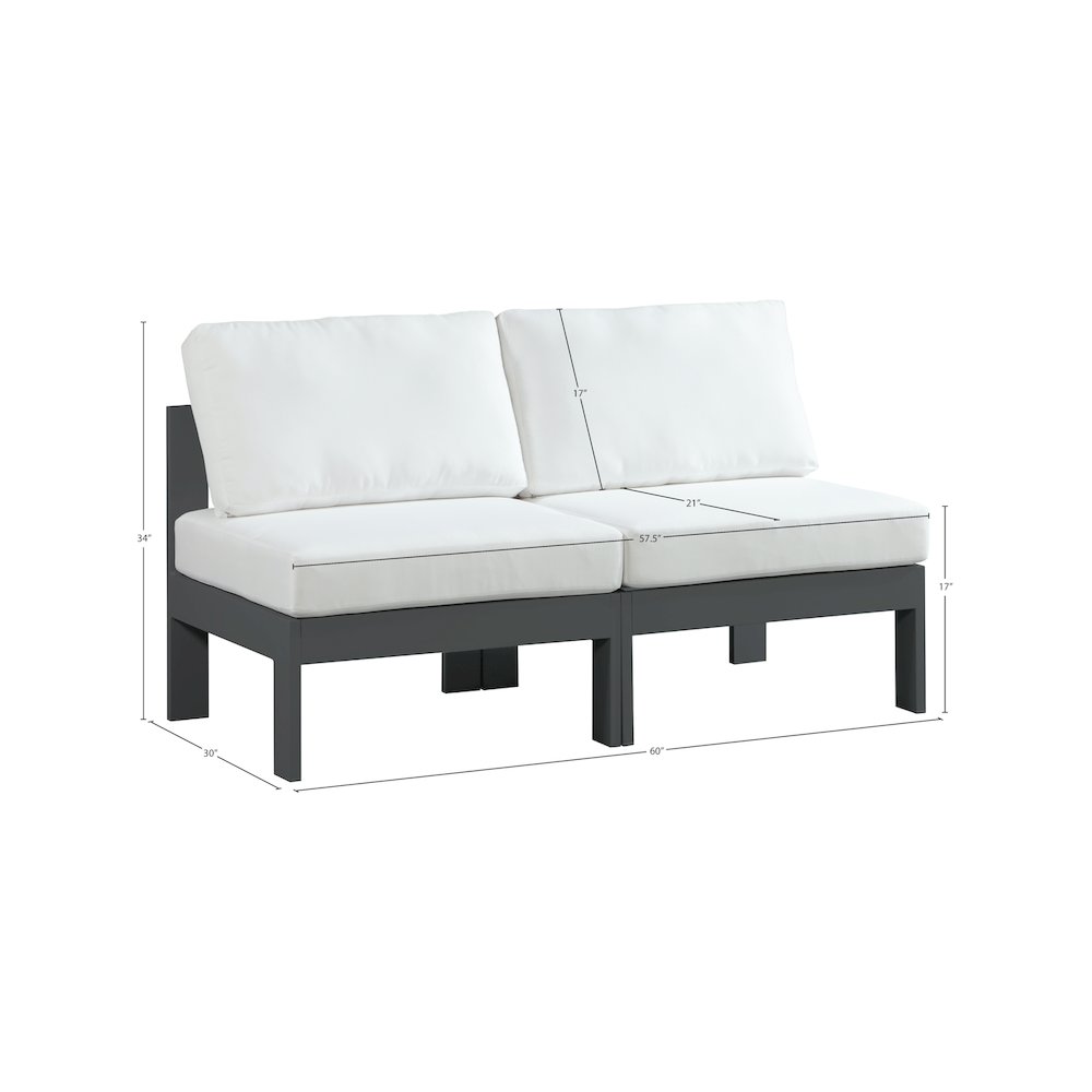 Nizuc White Water Resistant Fabric Outdoor Patio Modular Sofa. Picture 7