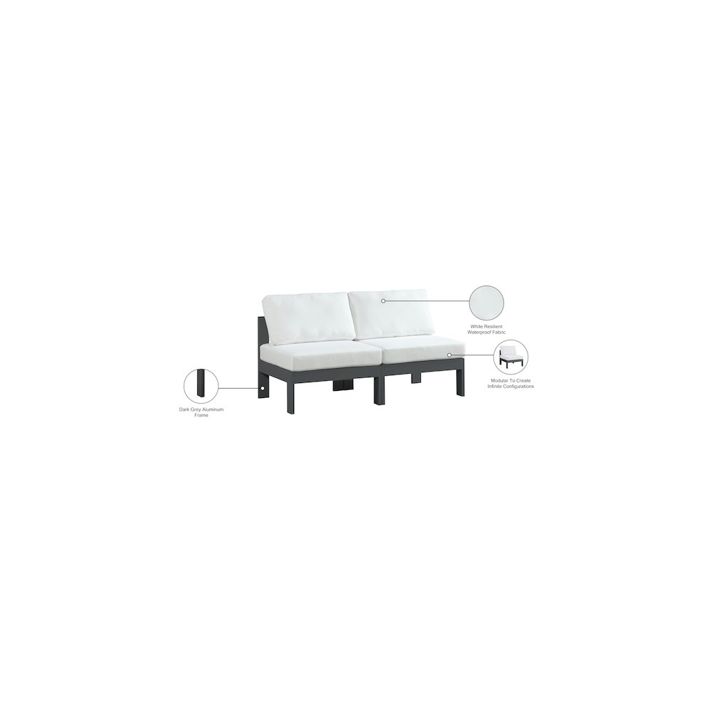 Nizuc White Water Resistant Fabric Outdoor Patio Modular Sofa. Picture 8