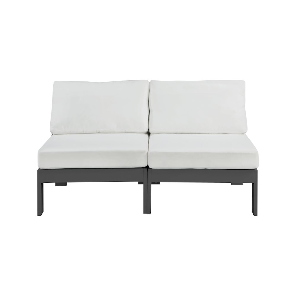 Nizuc White Water Resistant Fabric Outdoor Patio Modular Sofa. Picture 4
