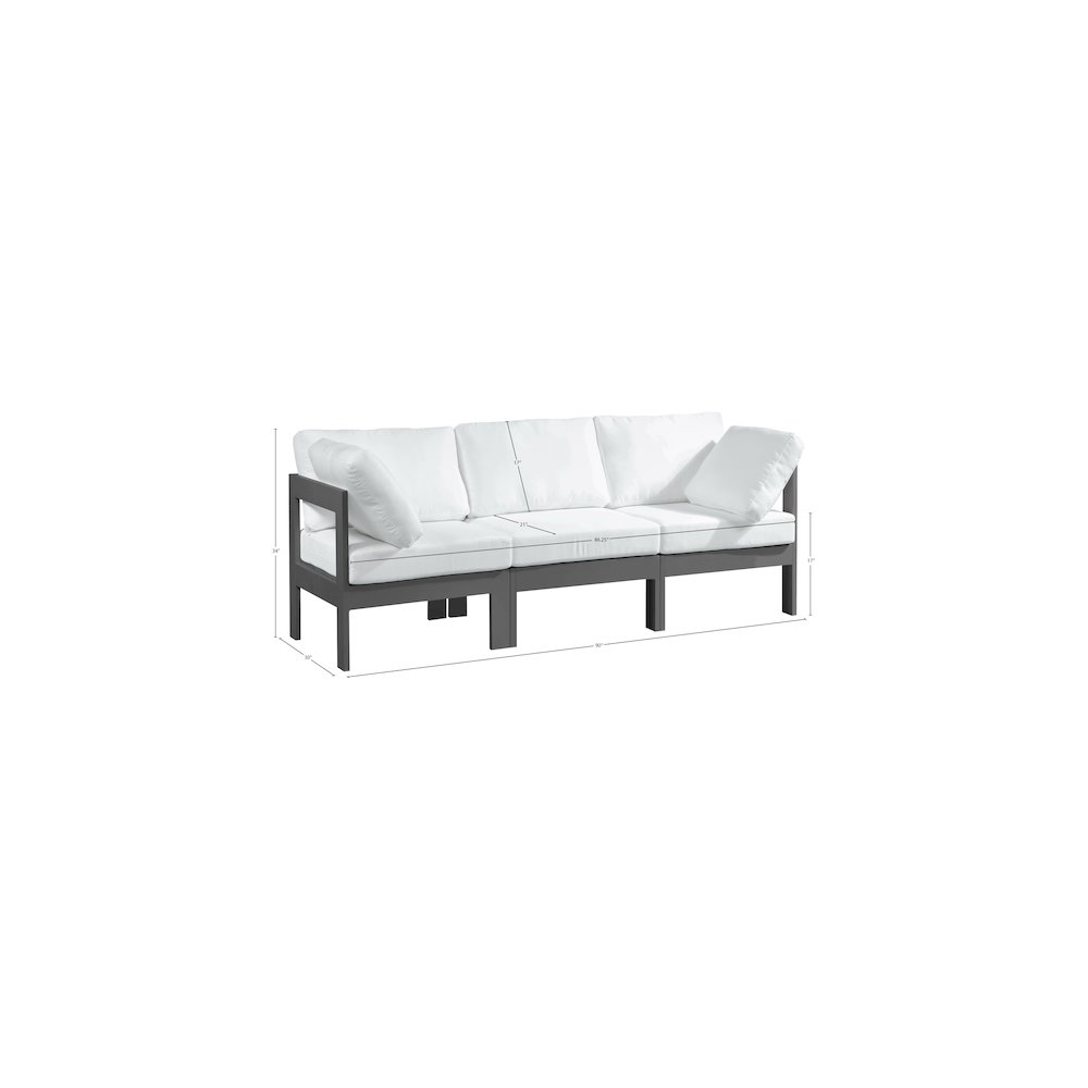 Nizuc White Water Resistant Fabric Outdoor Patio Modular Sofa. Picture 7