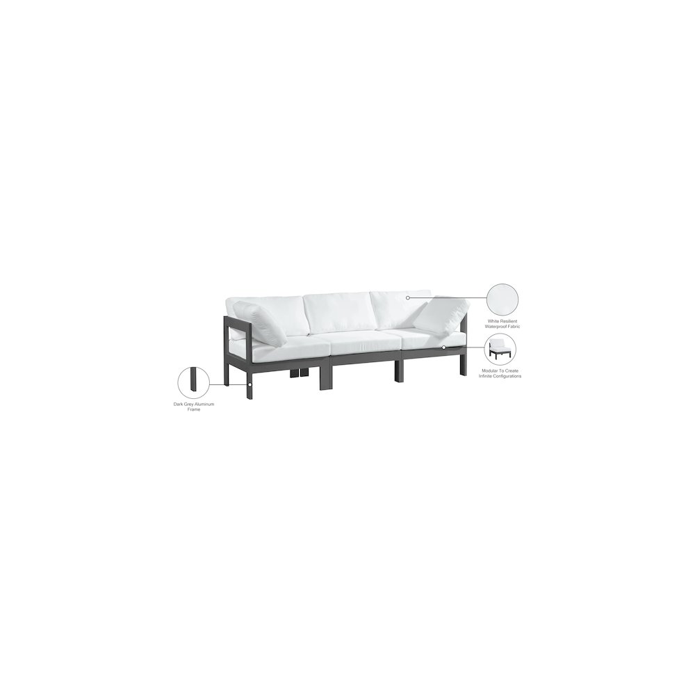 Nizuc White Water Resistant Fabric Outdoor Patio Modular Sofa. Picture 8