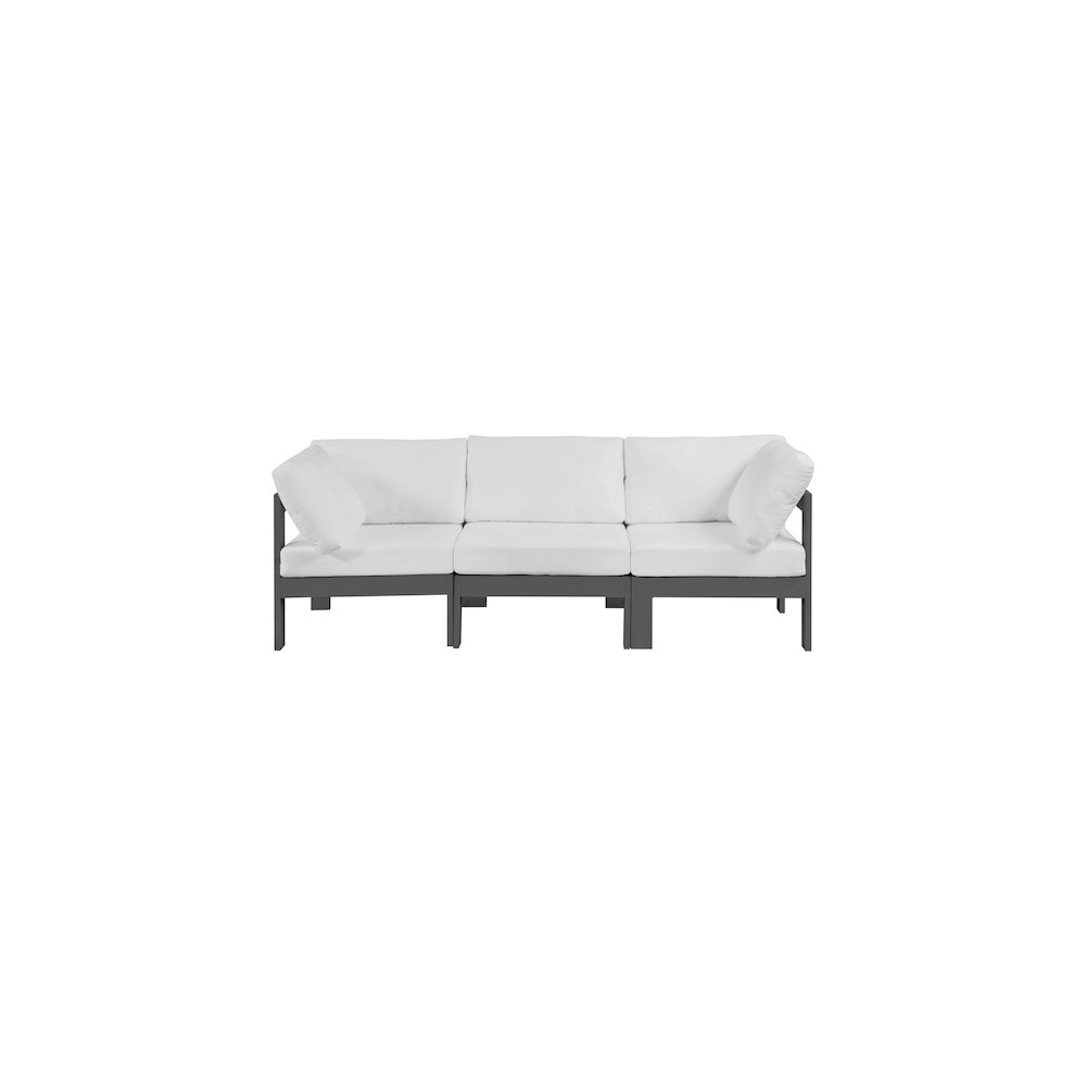 Nizuc White Water Resistant Fabric Outdoor Patio Modular Sofa. Picture 4