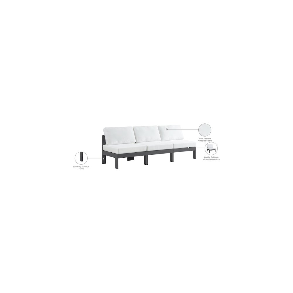 Nizuc White Water Resistant Fabric Outdoor Patio Modular Sofa. Picture 8