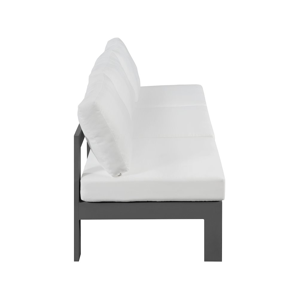 Nizuc White Water Resistant Fabric Outdoor Patio Modular Sofa. Picture 3