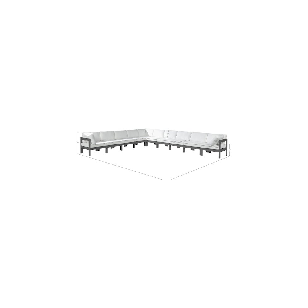 Nizuc White Water Resistant Fabric Outdoor Patio Modular Sectional. Picture 7