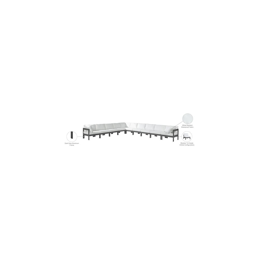 Nizuc White Water Resistant Fabric Outdoor Patio Modular Sectional. Picture 8