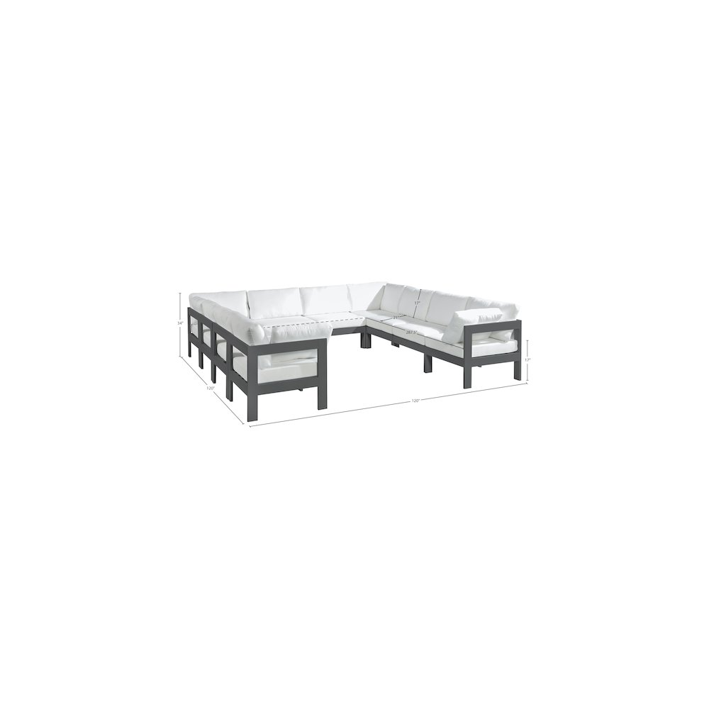 Nizuc White Water Resistant Fabric Outdoor Patio Modular Sectional. Picture 7