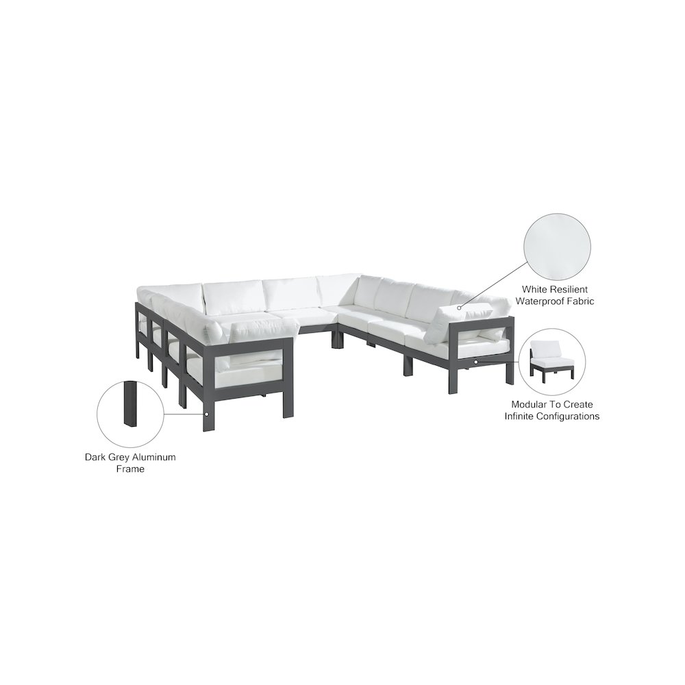 Nizuc White Water Resistant Fabric Outdoor Patio Modular Sectional. Picture 8