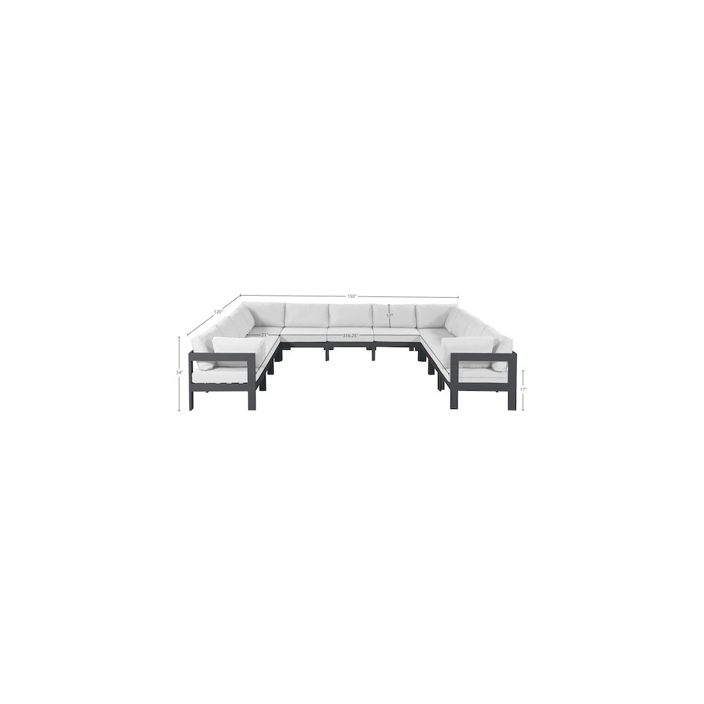 Nizuc White Water Resistant Fabric Outdoor Patio Modular Sectional. Picture 6