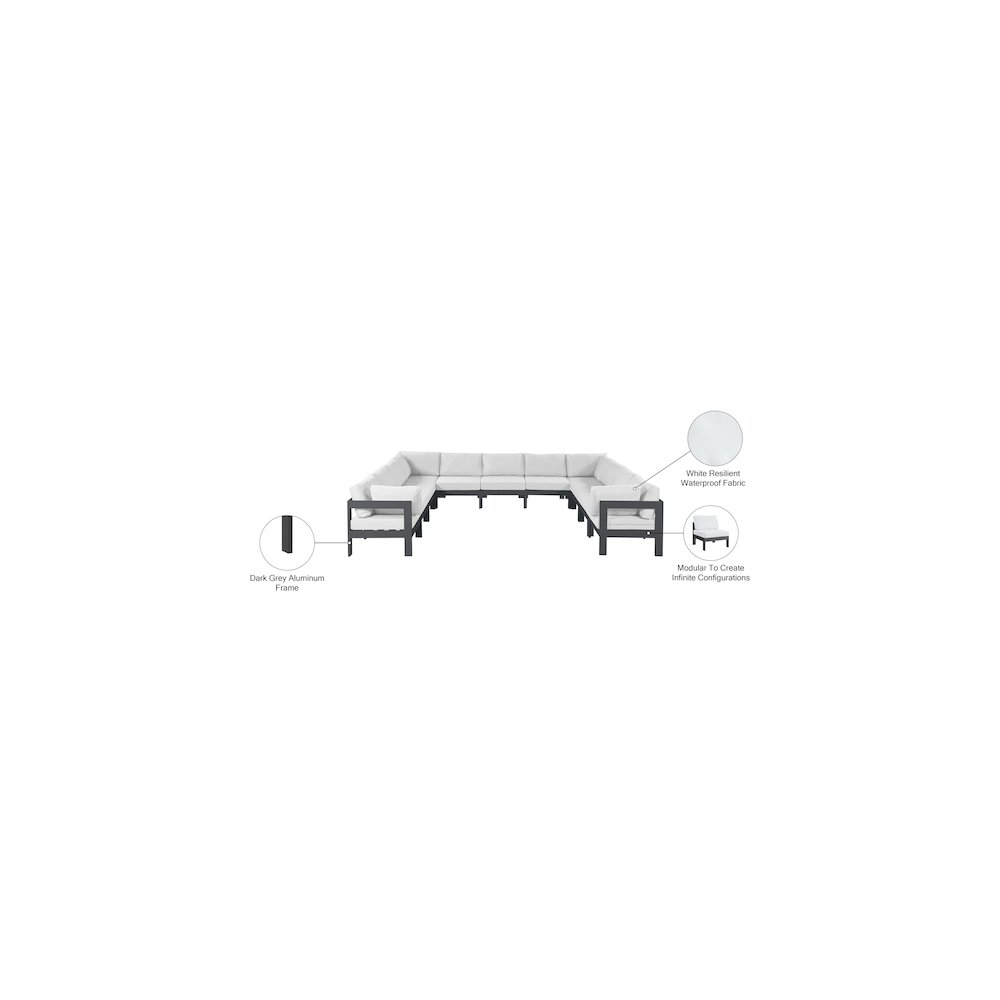 Nizuc White Water Resistant Fabric Outdoor Patio Modular Sectional. Picture 7