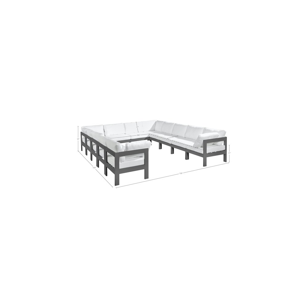 Nizuc White Water Resistant Fabric Outdoor Patio Modular Sectional. Picture 7
