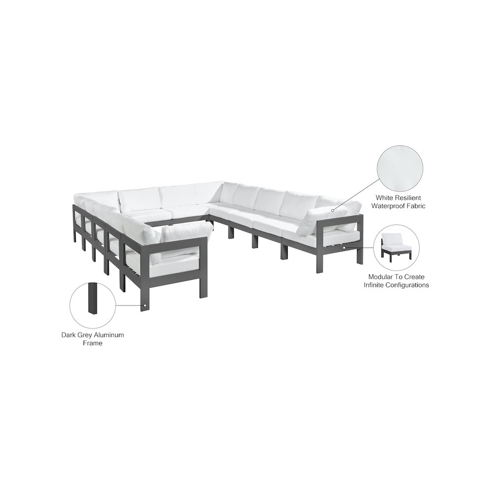 Nizuc White Water Resistant Fabric Outdoor Patio Modular Sectional. Picture 8