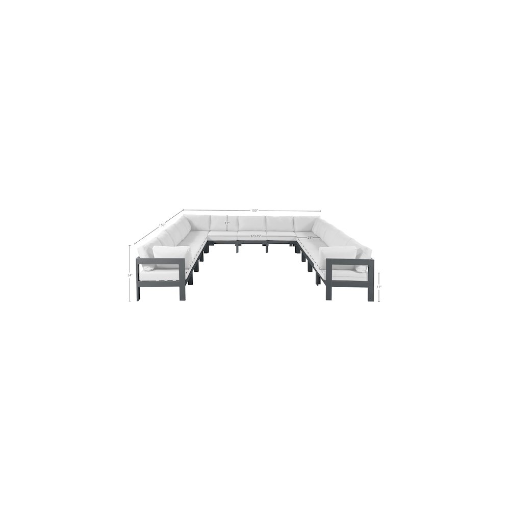 Nizuc White Water Resistant Fabric Outdoor Patio Modular Sectional. Picture 6