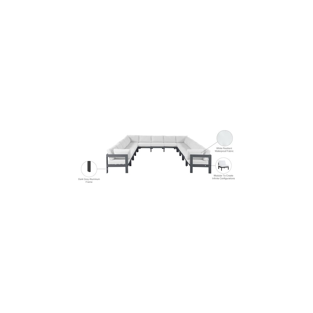 Nizuc White Water Resistant Fabric Outdoor Patio Modular Sectional. Picture 7
