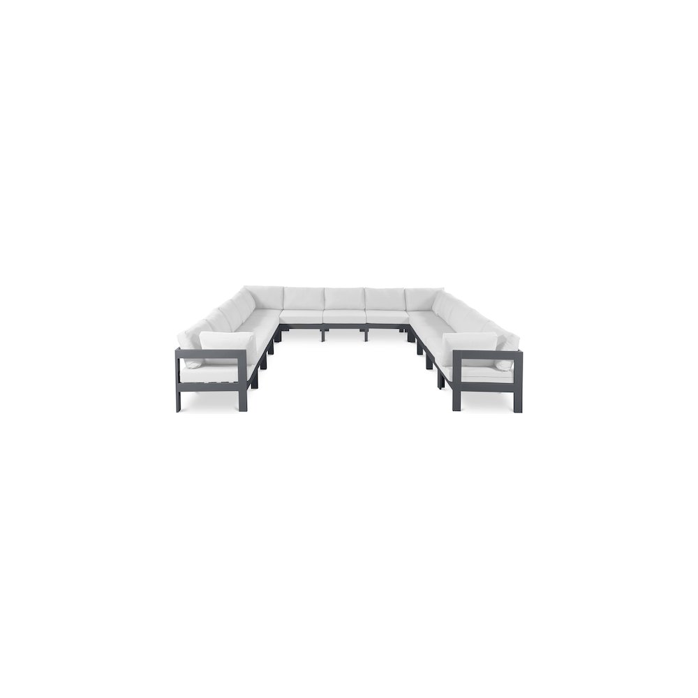 Nizuc White Water Resistant Fabric Outdoor Patio Modular Sectional. Picture 1