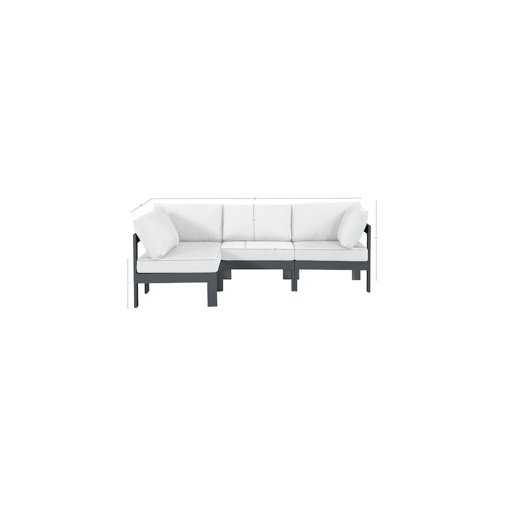 Nizuc White Water Resistant Fabric Outdoor Patio Modular Sectional. Picture 10