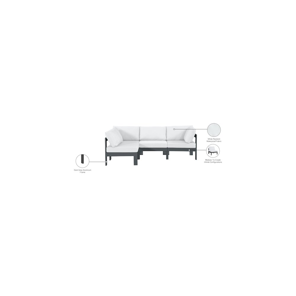 Nizuc White Water Resistant Fabric Outdoor Patio Modular Sectional. Picture 11