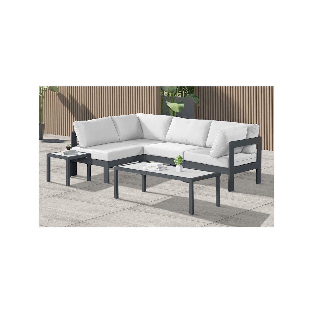 Nizuc White Water Resistant Fabric Outdoor Patio Modular Sectional. Picture 2