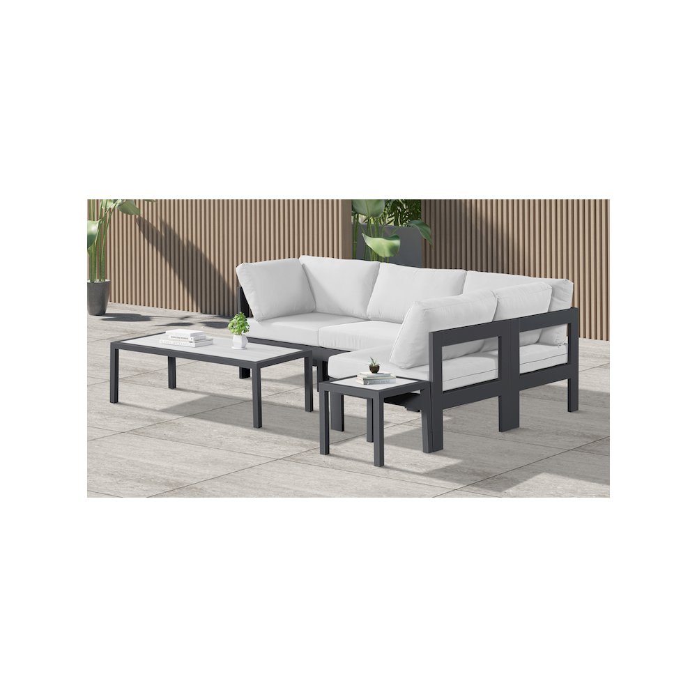 Nizuc White Water Resistant Fabric Outdoor Patio Modular Sectional. Picture 3